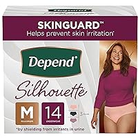Depend Silhouette Adult Incontinence and Postpartum Underwear for Women, Medium, Maximum Absorbency, Black, Pink and Berry, 14 Count, Packaging May Vary