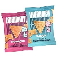 Legendary Foods High Protein Snack Variety Pack - Ranch and BBQ Protein Chips, Crispy Tortilla Shaped Snacks, Low Sugar Diet, Healthy Gluten Free and Low Carb Taco Snack 20-Pack