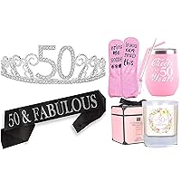 50th Birthday Gifts for Women, 50th Birthday Tiara and Sash, Happy 50th Birthday Party Supplies, Gifts for 50 Year Old Woman, Turning 50 Year Old Birthday Gifts Ideas for Women