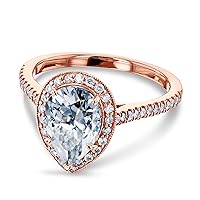 Kobelli Pear Shape Moissanite Halo Engagement Ring 2 1/2 CTW 14k Rose Gold