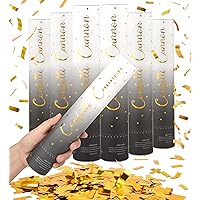 Confetti Cannon - Pack of 6 Poppers - Metallic Gold Confetti Shooters for New Year's Eve, Birthday, Graduation, Party, Weddings - Confetti Launchers for any Celebration