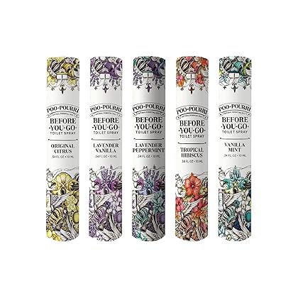 Poo-Pourri Before-You-Go Toilet Spray, In A Pinch Pack, Variety Travel Size 10 mL - Original Citrus, Lavender Vanilla, Tropical Hibiscus, Vanilla Mint and Lavender Peppermint (Packaging May Vary)
