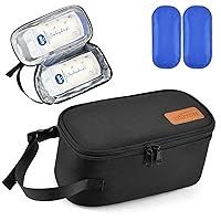 BreastMilk Cooler Bag With IcePack,Refrigerate 4-6 Bags of Breastmilk,Portable Insulated Breast Milk Storage Fridge Cooler travel bag For Nursing Mom Daycare/Work/Airport,Small,Black