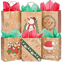 30 Christmas Kraft Gift Bags for Holiday Paper Gift Bags