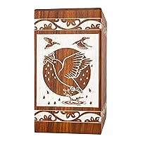 Handmade Bird Urn for Human Ashes Adult Male Female - Cremation Urn Human Ashes, Dog Cat Pet Memorial Urn, Pet Burial Ashes Box (White Antique, Keepsake-16 Cu.in)