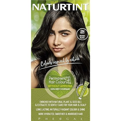 Naturtint Permanent Hair Color 2N Brown Black (Pack of 1), Ammonia Free, Vegan, Cruelty Free, up to 100% Gray Coverage, Long Lasting Results