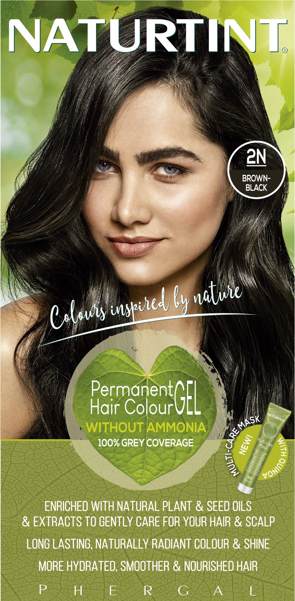 Naturtint Permanent Hair Color 2N Brown Black (Pack of 1), Ammonia Free, Vegan, Cruelty Free, up to 100% Gray Coverage, Long Lasting Results