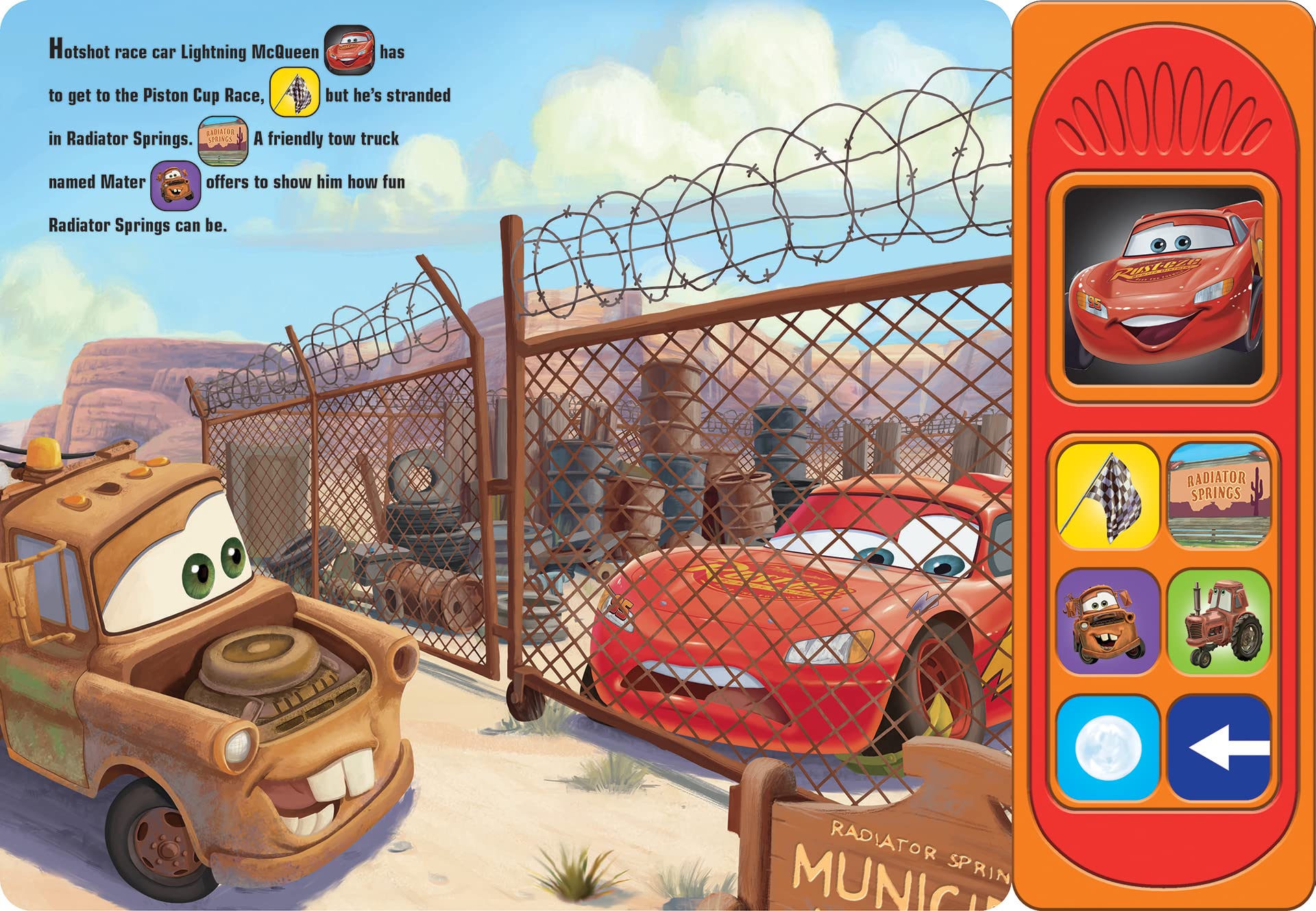Disney Pixar Cars - Friends to the Finish Line 7-Button Sound Book - Featuring Lightning McQueen and Mater - PI Kids
