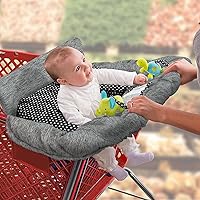 Summer 2-in-1 Full Coverage Cushy Shopping Cart Cover (Heather Gray) and High Chair Cover with Removable Seat Positioner, Strap, Phone Holder, and Toy Loops, Heather Gray and Black
