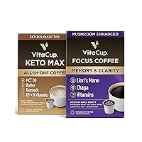 VitaCup Keto Max & Focus Mushroom Coffee Pods 34 ct Bundle Vitamin infused Recyclable Single Serve Pods Compatible with K-Cup Brewers Including Keurig 2.0