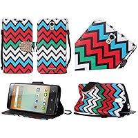 HR Wireless Carrying Case for Alcatel OneTouch Elevate Pixi 3 4.5 - Retail Packaging - Colorful Chevron