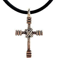 Rugged Cross Necklace Antique Rose Gold Color