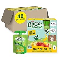 GoGo squeeZ Fruit on the Go, Apple Banana, 3.2 oz (Pack of 48), Unsweetened Fruit Snacks for Kids, Gluten Free, Nut Free and Dairy Free, Recloseable Cap, BPA Free Pouches