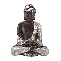 Deco 79 Polystone Buddha Decorative Sculpture Meditating Home Decor Statue with Engraved Carvings and Relief Detailing, Accent Figurine 9