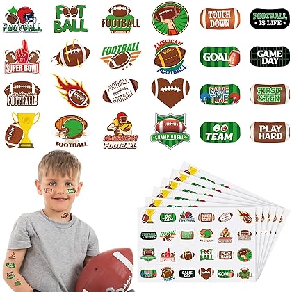ADXCO 144 Pieces Football Tattoos Football Face Stickers Temporary Tattoos for Football Game Party Decorations Favors Supplies, 24 Designs