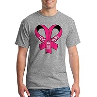 Threadrock Men's Motivational Breast Cancer Pink Ribbon Heart T-Shirt