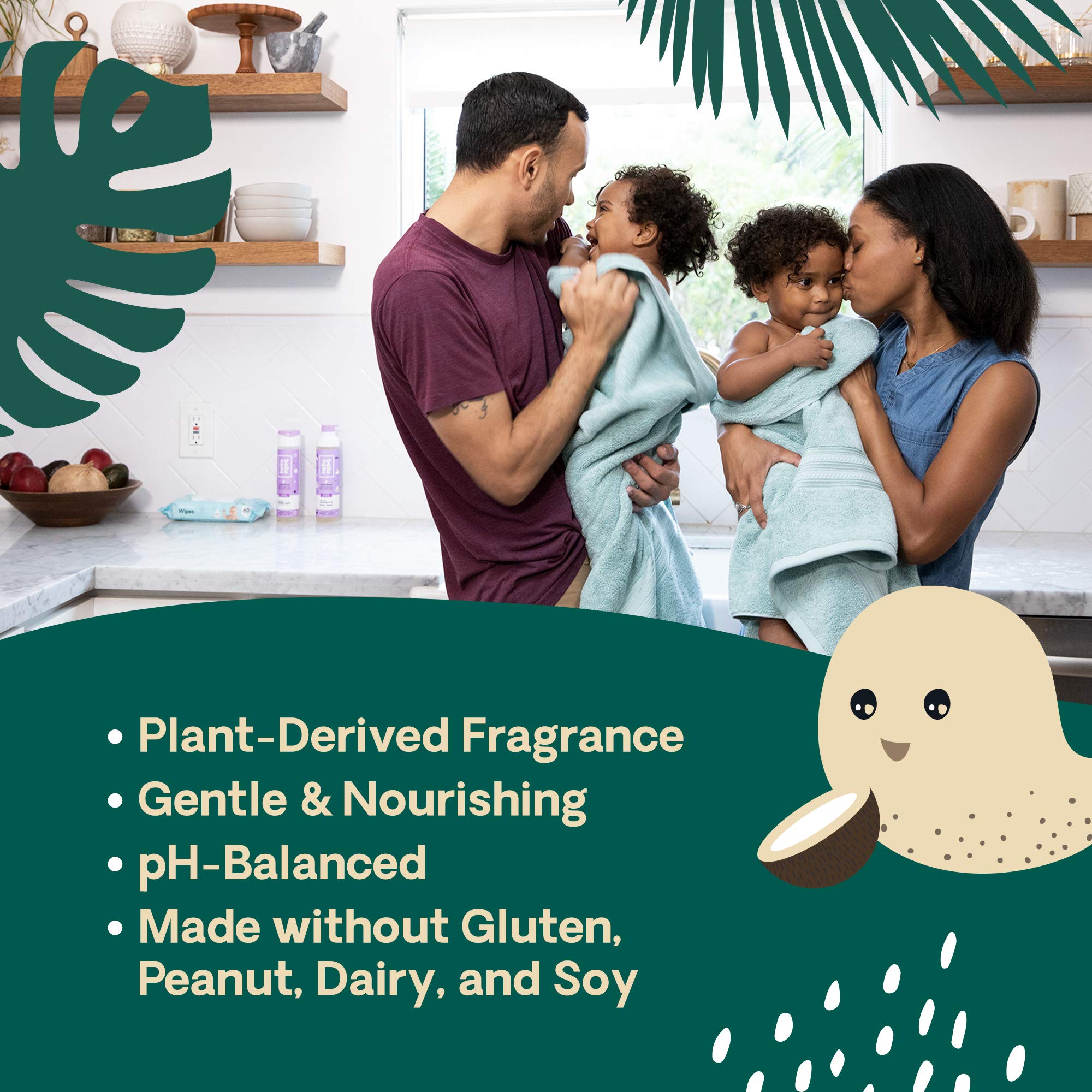 Hello Bello Kid's Conditioner - Hypoallergenic, pH-Balanced & Dermatologist-Tested - Thoughtful Ingredients - Coconut , 10 Fl Oz (1 Pack)