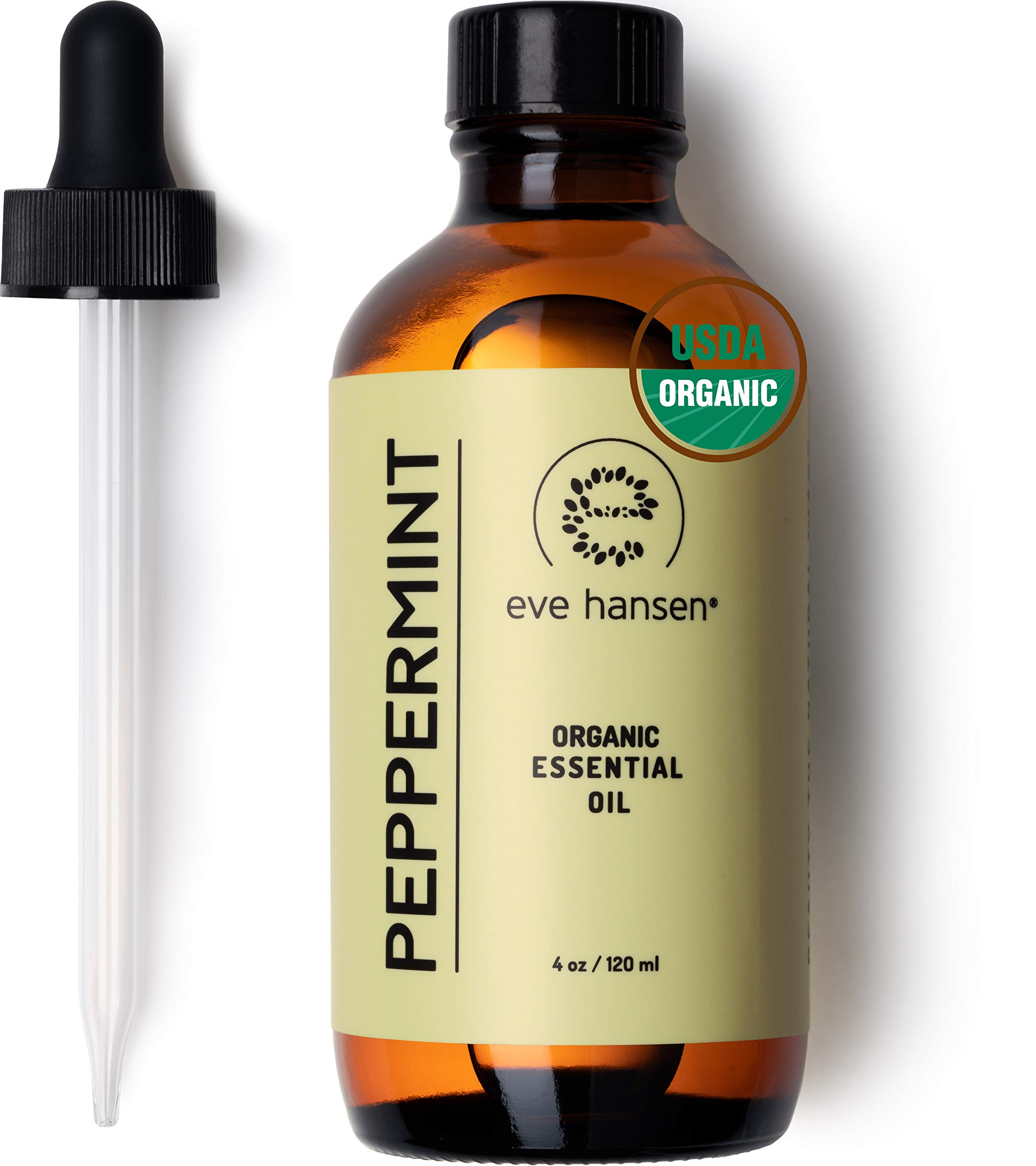 Eve Hansen USDA Certified Organic Peppermint Essential Oil | Huge 4 oz Mentha PIPERITA Essential Oil for Aromatherapy | Aromatherapy Oil for Diffuser and Pure Essential Oil for Home Use