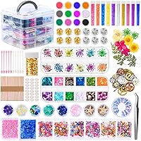 Thrilez Resin Decoration Accessories Kit, Jewelry Making Supplies with Dried Flowers, Glitter Sequin, Mica Powder, Foil Flakes and Epoxy Fillers for Crafts Beginners