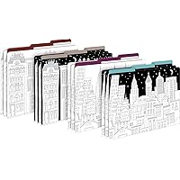 Barker Creek Color Me! Cityscapes File Folders on 14pt Stock, Set of 12, Letter Size, 1/3 Cut Tabs, Home, School and Office Supplies (2005)