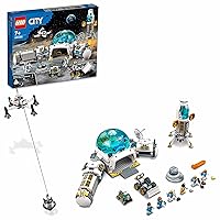 LEGO City Lunar Research Base Outer Space Toy for Kids who Love Space 60350, NASA Inspired Lunar Lander, Rover and Moon Buggy with 6 Astronaut Minifigures, Ages 7 Plus