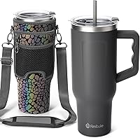 Fimibuke 40 oz Tumbler with Handle & Carrier Bag, Stainless Steel Insulated Cup with Lid & Straw & Purse Pouch Phone Pocket, Gym Water Bottle Cupholder Friendly Women Men Travel Mug with Sleeve Holder