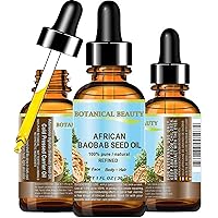 African BAOBAB SEED OIL 100% Pure Natural Refined Cold-Pressed Carrier Oil 1 Fl oz 30 ml For Face Skin Body Hair Lip Nails Rich in Vitamin C by Botanical Beauty