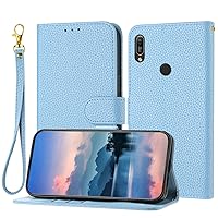 IVY [Solid Color[Kickstand Flip][Hand Strap][PU Leather] - Wallet Case for Huawei Y6 2019 Phone case - Blue
