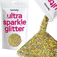 Hemway Gold Holographic Mix Glitter Chunky Multi Purpose Dust Powder Arts & Crafts Decorations Costumes Makeup Cosmetic Face Eye Body Nails Skin Hair Festival 100g