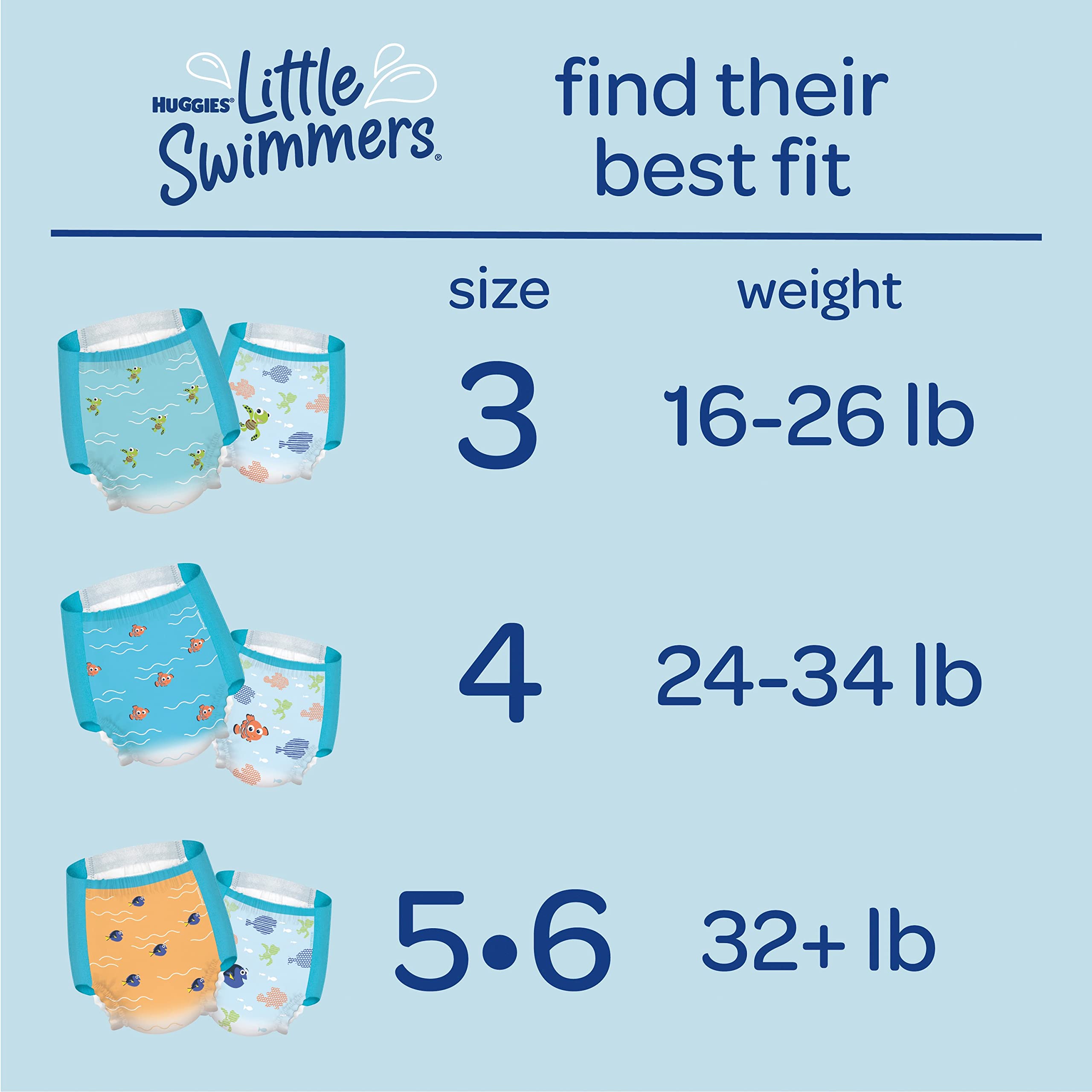 Huggies Little Swimmers Disposable Swim Diapers, Size 3 (16-26 lbs), 20 Ct
