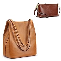 Kattee Soft Genuine Leather Shoulder Totes Bundle with Women Small Crossbody Bags