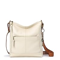 The Sak Lucia Crossbody Bag in Leather, Adjustable Strap, Stone