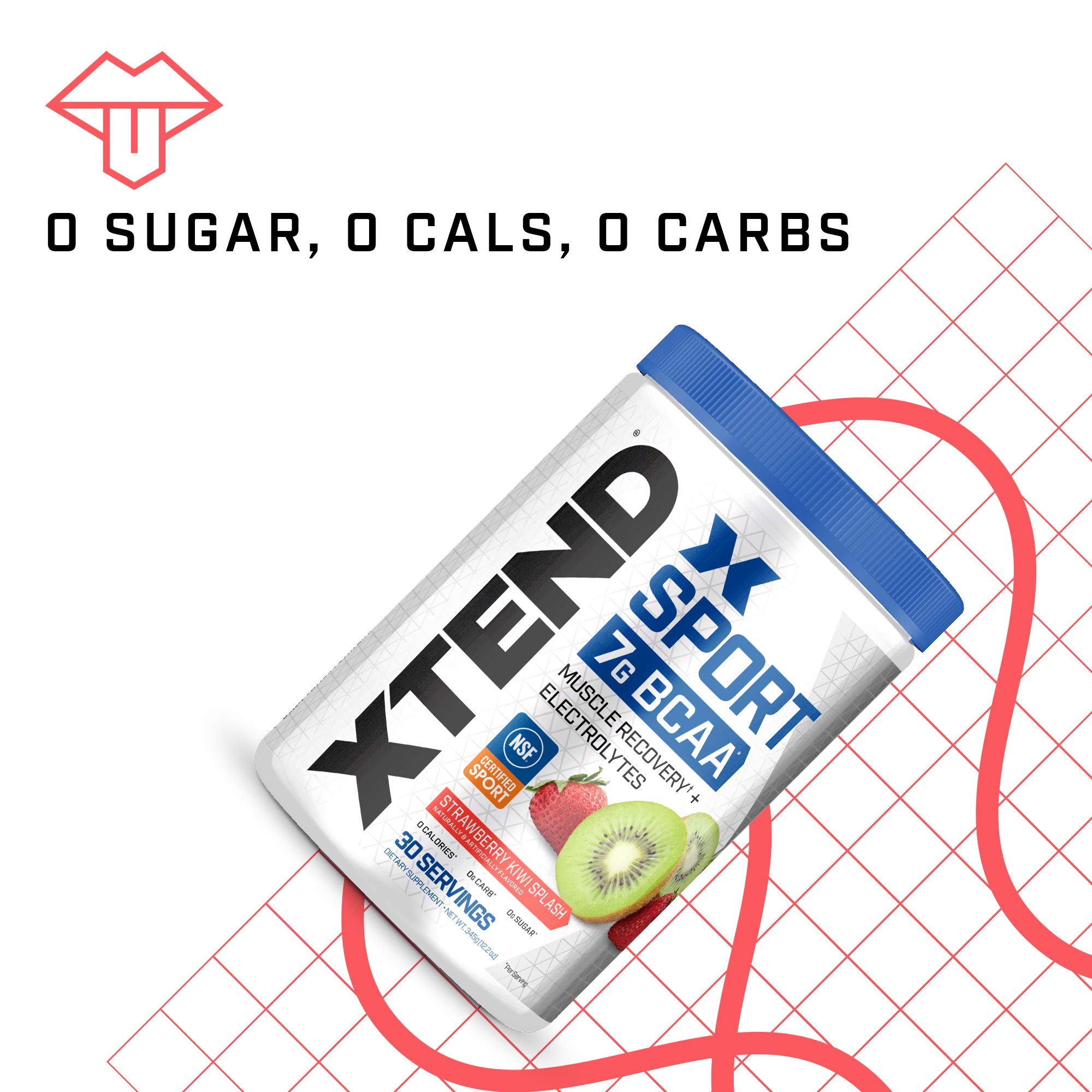 XTEND Sport BCAA Powder Strawberry Kiwi Splash - Electrolyte Powder for Recovery & Hydration with Amino Acids - 30 Servings