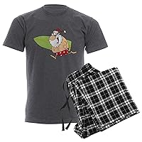 CafePress Surfing Santa Men's Charcoal Pajamas Men's Novelty Pajamas