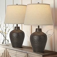 Farmhouse Rustic Table Lamps Touch Control 3-Way Dimmable Touch Lamps Set of 2 for Bedroom Living Room Dark Brown Terracotta Nightstand Bedside Lamps End Table Lamps Home Office, 21” Tall
