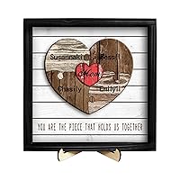 Mom You Are the Piece That Holds Us Together,Personalized Gifts for Mom,Custom Mum Puzzle Sign with Kids Names,Family Sign Puzzle Pieces Wood Plaque Mother's Day Gift from Daughter Son,Black Frame 1
