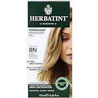 Herbatint Permanent Haircolor Gel, 8N Light Blonde, Alcohol Free, Vegan, 100% Grey Coverage - 4.56 oz