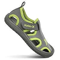 Hurley Kona Toddler Water Shoes - Beach Essentials, Girls and Boys Closed Toe Sandals, Lightweight, Breathable, Kids Water Shoes with Non-Slip Sole and Adjustable Straps, Outdoor Toddler Swim Shoes