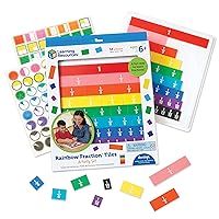 Learning Resources Rainbow Fraction Tiles - 54 Pieces, Ages 6+ Early Math Skills, Visual Aid, Math for Kids, Teacher Supplies