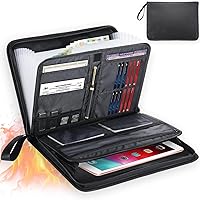 Expanding Accordion File Organizer with Handle, Fireproof Document Bag Organizer, 13 Pockets Important Documents Folder with Zipper & Labels for Letter A4 Files and More