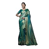 Sarees for Women Raw Silk Banarasi Saree | Indian Diwali Wedding Gift Woven Sari & Unstitched Blouse