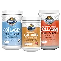 Garden of Life Collagen Bundle: Grass Fed Peptides Unflavored 14 Servings + Collagen Turmeric Apple Cinnamon 20 Servings + Multi-Sourced Collagen Unflavored Powder 12 Scoops, Hair, Skin, Nails Joints