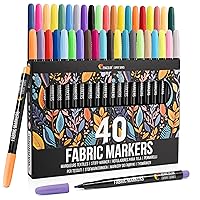 Fabric Markers Pen, 24 Colors Fabric Paint Art Permanent for T Shirts  Clothes Pillow Canvas, Textile Marker Pen with 4 Painting Template - Safe