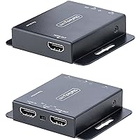 StarTech.com 4K HDMI Extender over CAT6/CAT5 Ethernet Cable, 4K 30Hz or 1080p 60Hz Video Extender, HDMI over Ethernet Cable, HDMI Transmitter and Receiver Kit, IR Remote Control (EXTEND-HDMI-4K40C6P1)