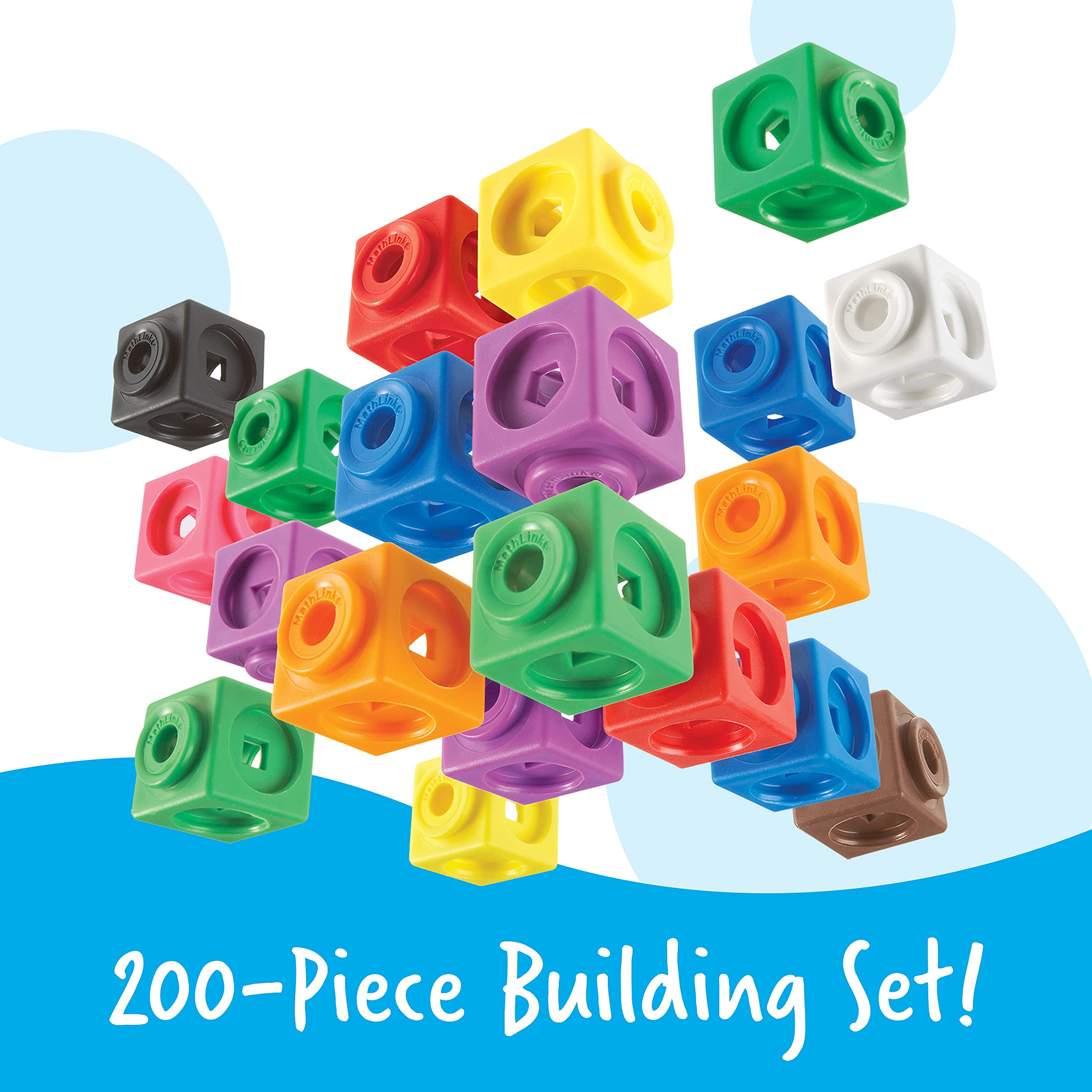 Learning Resources MathLink Cubes Big Builders - Set of 200 Cubes, Ages 5+, Develops Early Math Skills, STEM Toys, Math Games for Kids, Math Cubes for Kids,Back to School Gifts