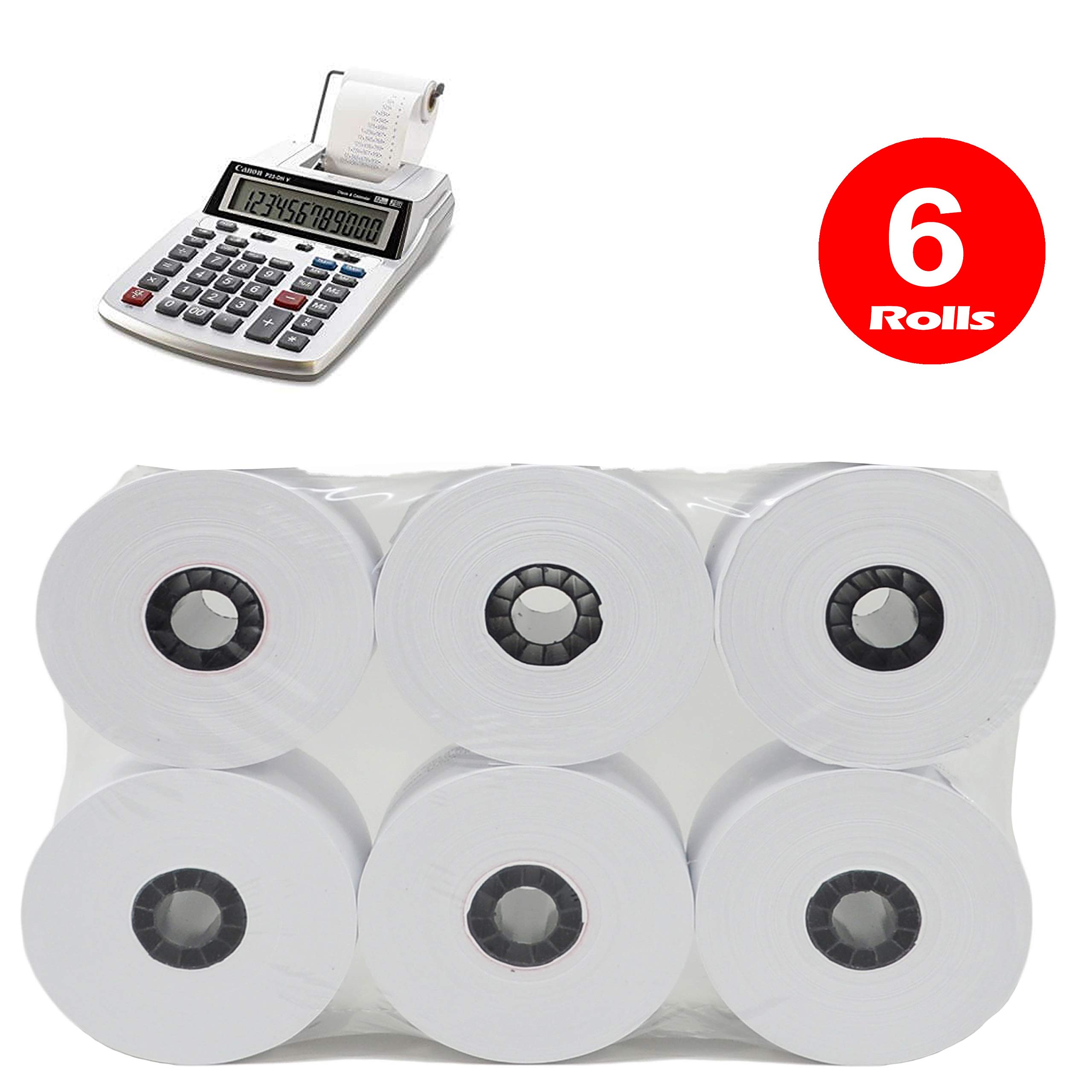 (6 Rolls) 2 1/4 x 150 ft, White, adding machine tape Paper Rolls, Premium One Ply Cash Register/Adding Machine/Calculator Roll Printing Calculator 10 key adding machine tape