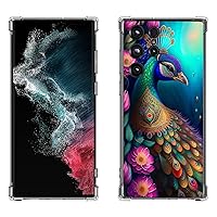 Galaxy S24 Ultra Case,Colorful Peacock Mandala Flowers Drop Protection Shockproof Case TPU Full Body Protective Scratch-Resistant Cover for Samsung Galaxy S24 Ultra