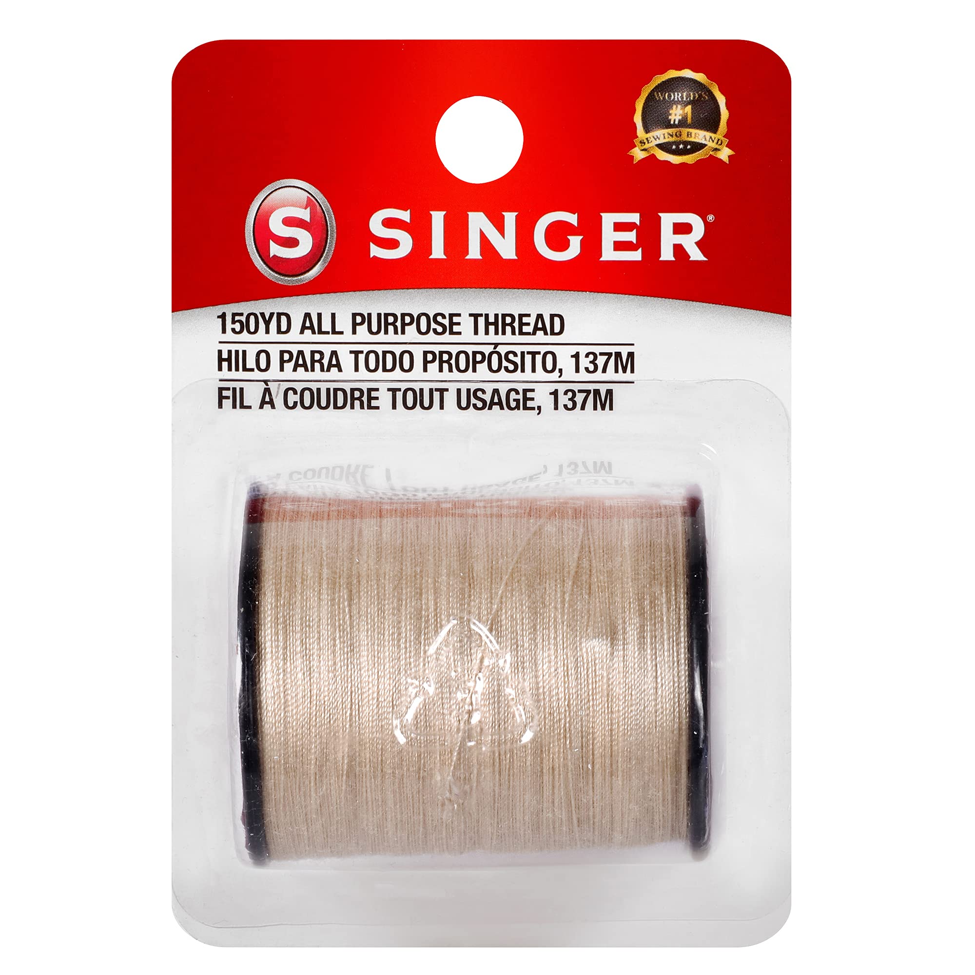 SINGER 60309 All Purpose Polyester Thread, 150-Yard, Camel