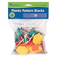 Learning Resources Plastic Pattern Blocks .5cm, Counting & Sorting, Early Math Concepts, Set of 100 Blocks, Grades PreK+Ages 3+