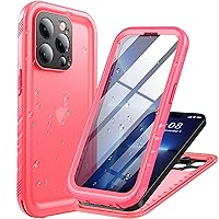 Cozycase Compatible with iPhone 14 Pro Waterproof Case - Full Body Shockproof Dustproof Dropproof Built in Screen Protector Rugged Waterproof Case for iPhone 14 Pro 6.1 Inch Pink
